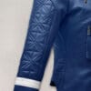 Womens Bold Blue Biker Leather Jacket