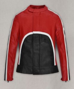Womens Bold Red and Black Leather Jacket