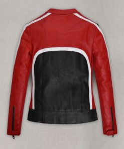 Womens Bold Red and Black Leather Jacket