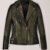 Womens Charlotte Burnt Olive Leather Jacket