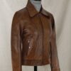 Womens Classic Tan Biker Brown Leather Jacket