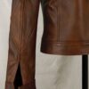 Womens Classic Tan Biker Brown Leather Jacket