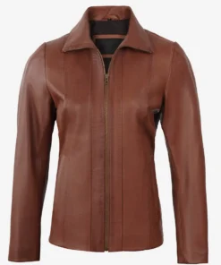 Womens Cognac Brown Leather Jacket