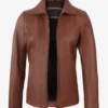 Womens Cognac Brown Leather Jacket