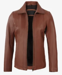 Womens Cognac Brown Leather Jacket