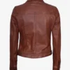 Womens Cognac Brown Trucker Leather Jacket