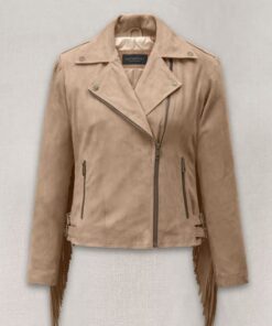 Womens Dusty Beige Suede Leather Jacket
