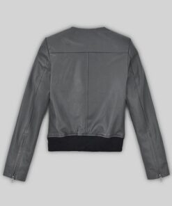 Womens Elegant Grey Biker Leather Jacket