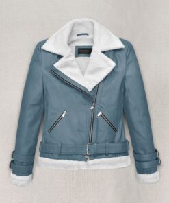 Womens Faux Leather Shearling Biker Jacket