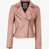 Womens Ninfa Leather Pink Jacket