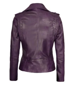 Women's Purple Ninfa Moto Style Leather Jacket