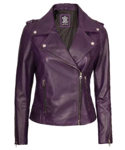 Women's Purple Ninfa Moto Style Leather Jacket