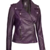 Women's Purple Ninfa Moto Style Leather Jacket