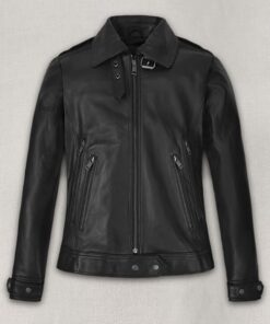 Women's Rugged Style Black Leather Jacket