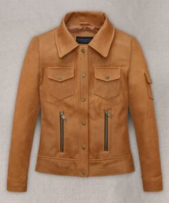 Womens Stylish Tan Leather Jacket