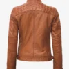 Women's Tan Cafe Racer Leather Jacket