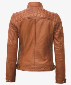 Women's Tan Cafe Racer Leather Jacket
