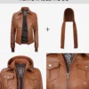 Womens Tan Wax Hooded Leather Jacket