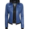 Womens Tralee Blue Leather Jacket