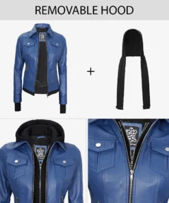 Womens Tralee Blue Leather Jacket