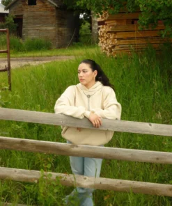 Cream Hoodie in the Countryside