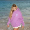 Pink Palm Puff Everything Comes in Waves Açai Hoodie