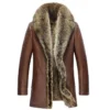Brown Winter Fur Lined Genuine Leather Coat (2)