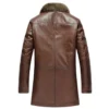Brown Winter Fur Lined Genuine Leather Coat (2)