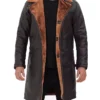 Dark Brown Shearling Leather Three Quarter Winter Coat (1)